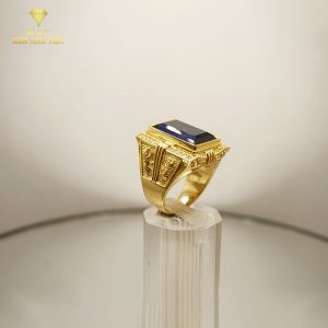 Nhẫn Nam 18K Đá Xanh Đai Rồng