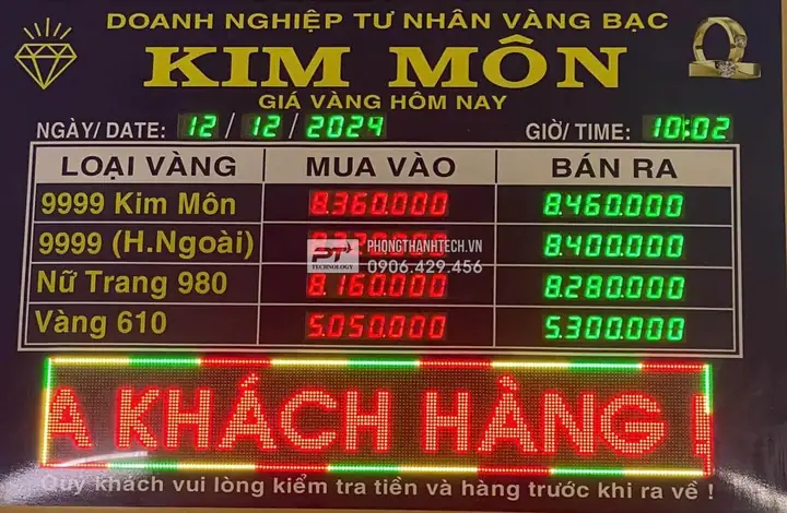 Bảng Tỉ Giá Vàng