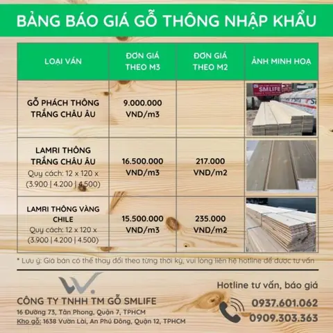 Giá Gỗ Thông Vàng Giá Gỗ Thông Vàng