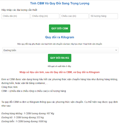 Trọng lượng quy đổi quyết định mức giá