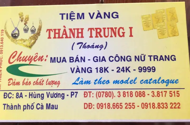 Giá Vàng Thành Trung Cà Mau Hôm Nay