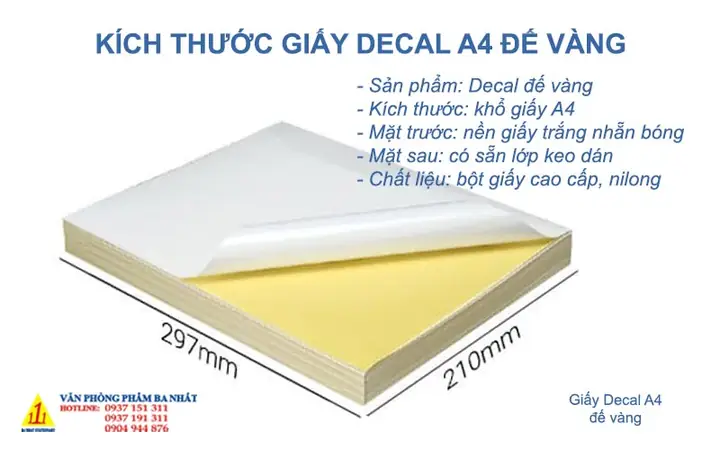 Giấy Decal A4 Vàng Giá Sỉ