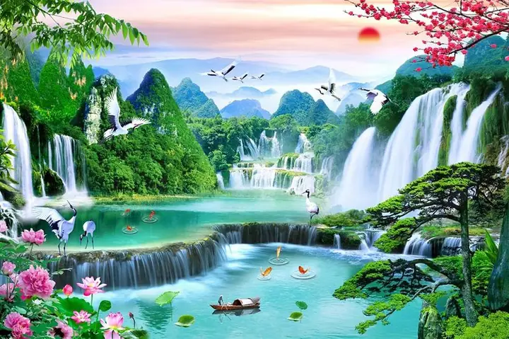 Hình Ảnh Thác Nước Phong Thủy