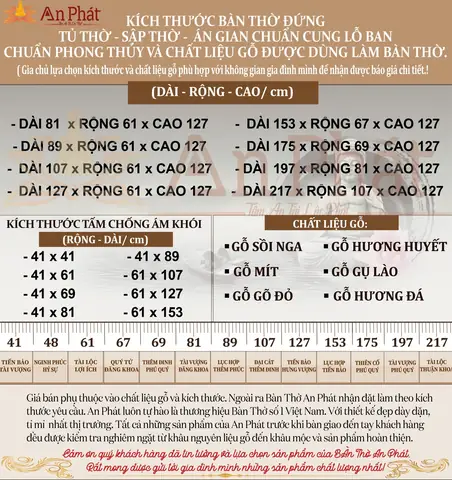 Kích Thước Bàn Thờ Chuẩn Phong Thủy