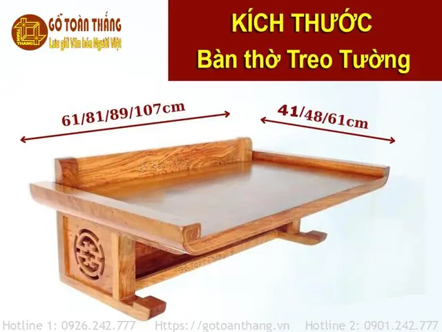 Kích Thước Bàn Thờ Treo Tường Theo Phong Thủy