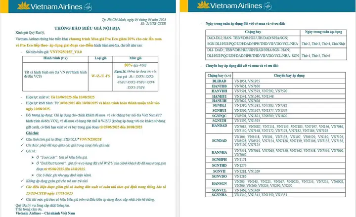 Quy Định Giá Mùa Thu Vàng Vietnam Airline