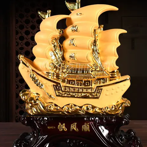 Thuyền Buồm Phong Thủy Bằng Gỗ