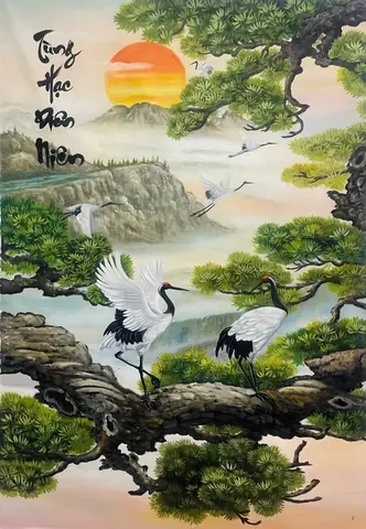 Tranh Phong Thủy Tùng Hạc Diên Niên