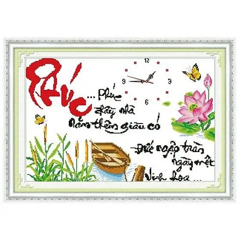 Tranh Thêu Đồng Hồ Phong Thủy