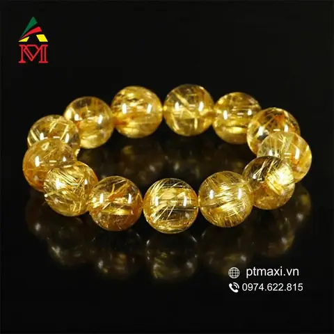 Vòng Tay Phong Thủy Đá Thạch Anh Tóc Vàng