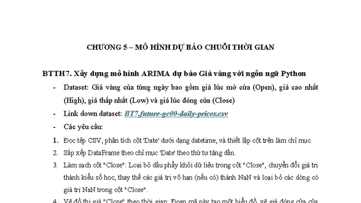 Xây Dựng Mô Hình Dự Báo Giá Vàng